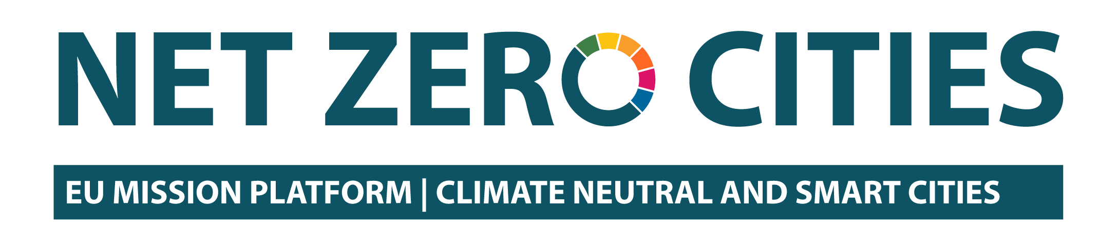 Logo NetZeroCities long white transparent tagline 2022